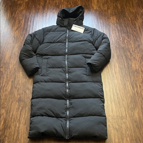 NWT Girlfriend Collective Black Long Puffer Winter Coat large - Picture 3 of 16